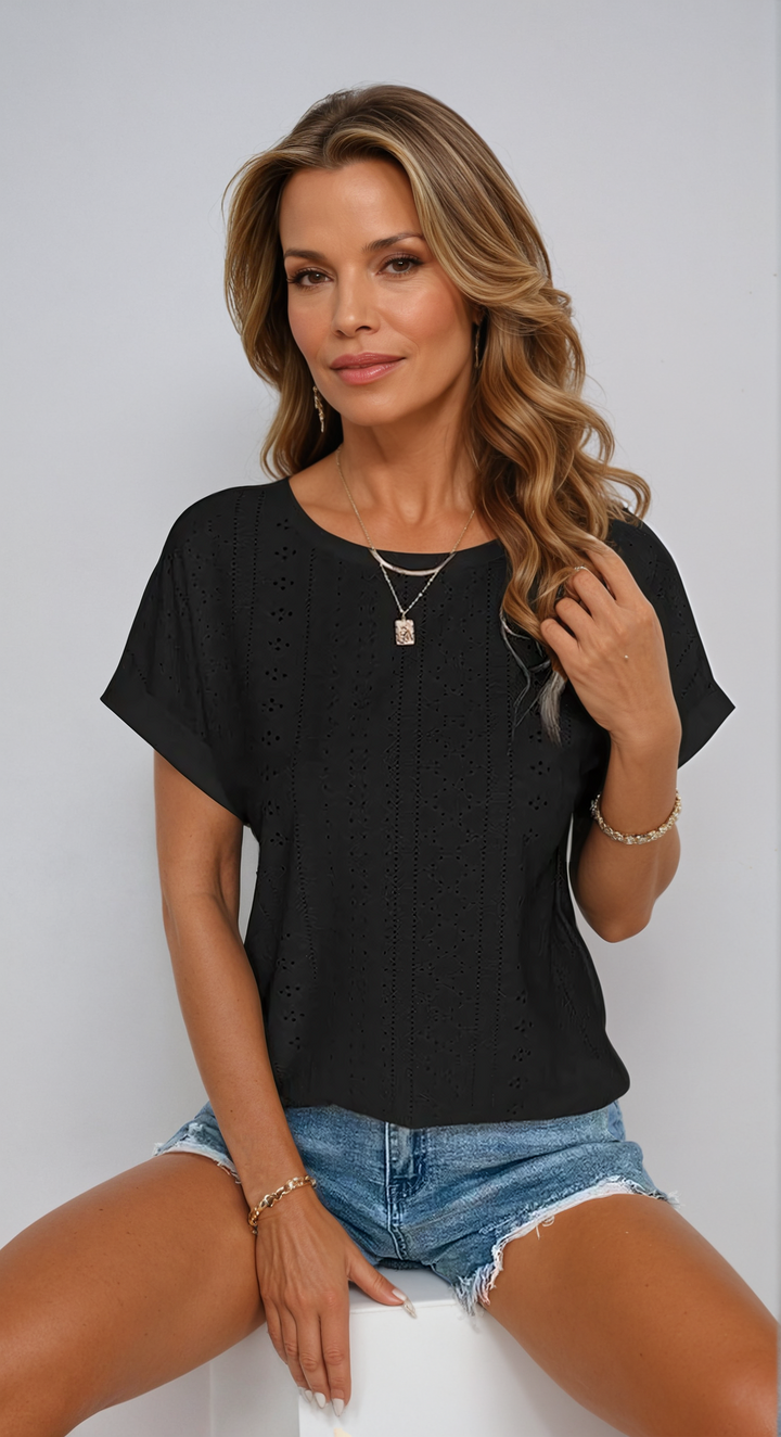 Riza - Afslappet Eyelet Top