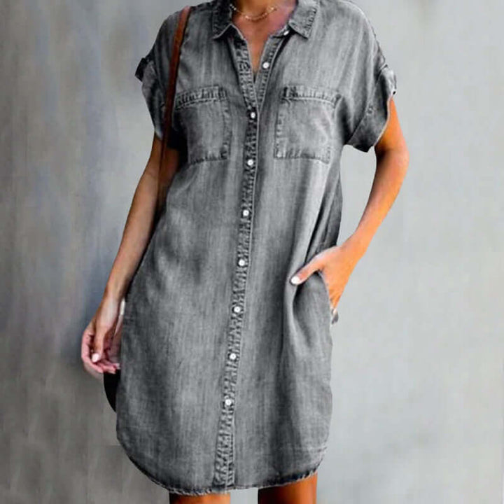 Xenia | Damer Blød Komfortabel Denim Kjole | Dagligt Mode