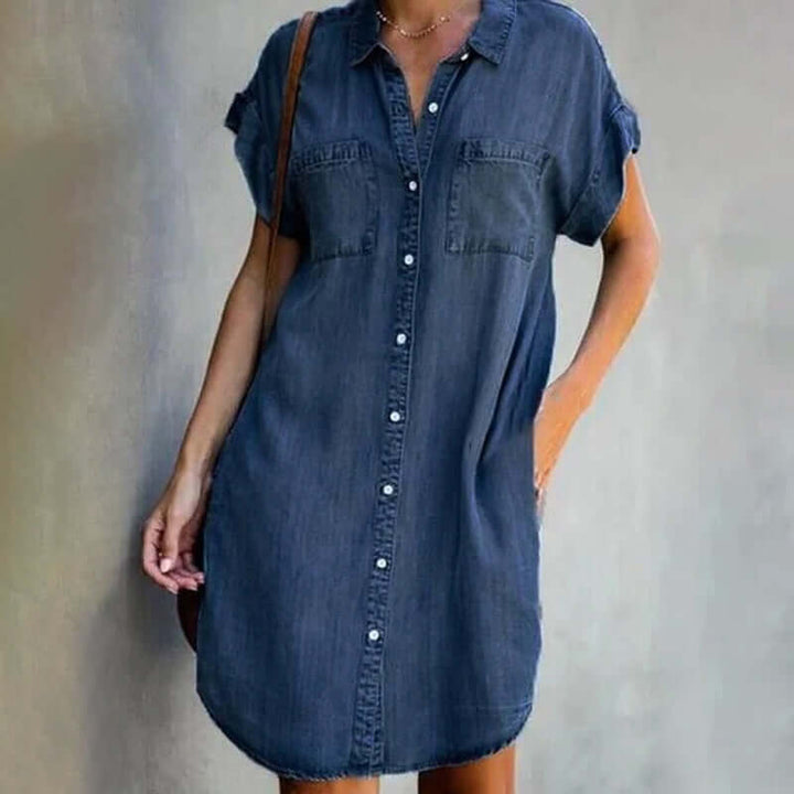 Xenia | Damer Blød Komfortabel Denim Kjole | Dagligt Mode