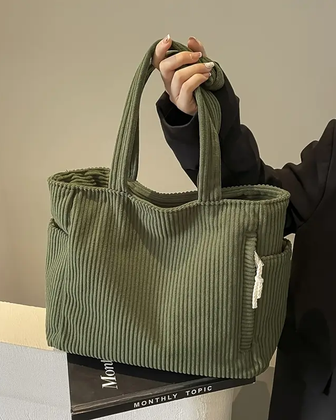 Alva | Tilbehør Moderne Rillet Snøre Tote Bag | Til Hverdag og Stil