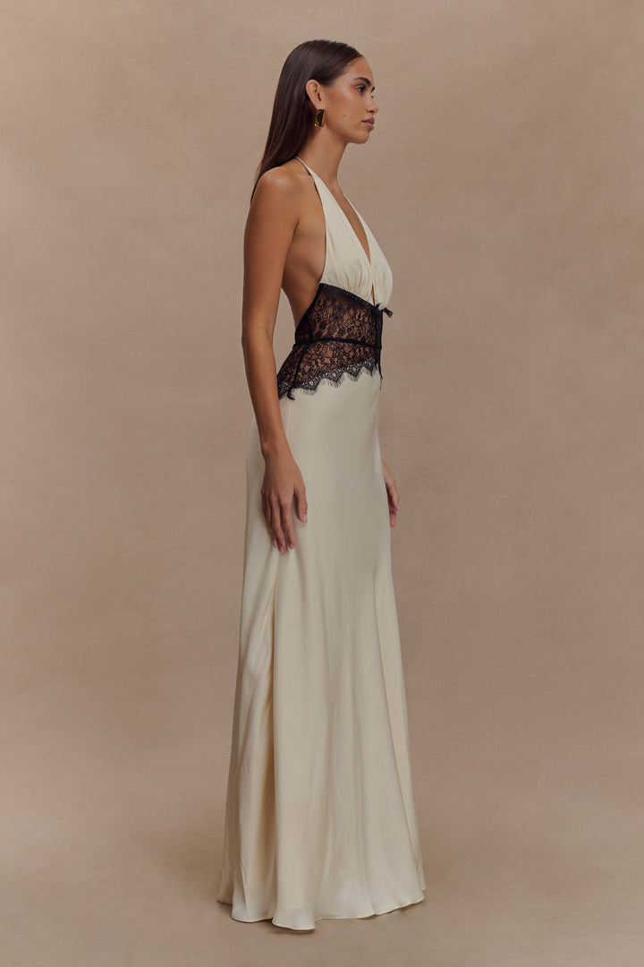 Keldine | Dame Sensuel Rygfri Maxikjole | Til Elegante Aftener
