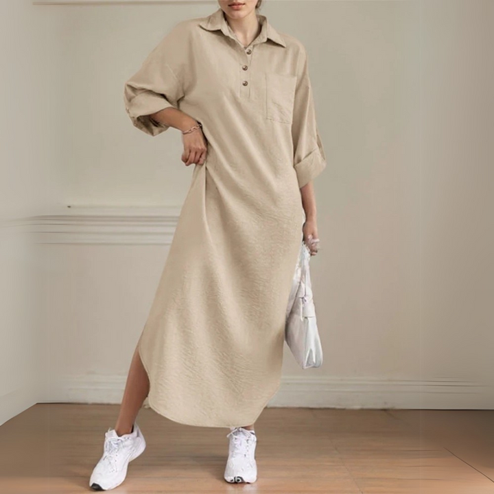 Nova | Kvinde Elegant Skjortekjole | Tidløs Komfort