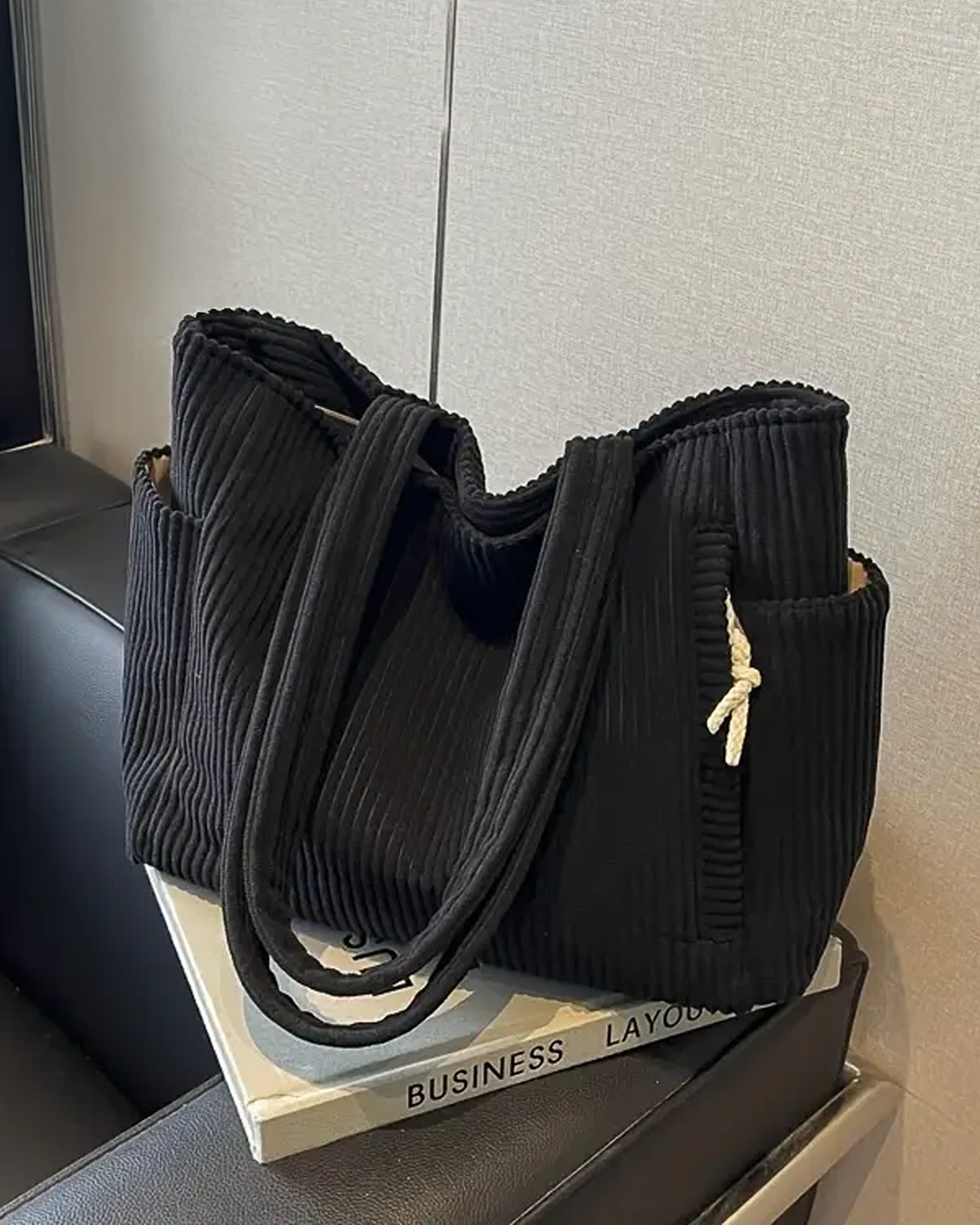 Alva | Tilbehør Moderne Rillet Snøre Tote Bag | Til Hverdag og Stil