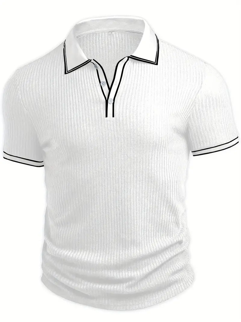 Frederik | Herren Stilfuld Ribbet Poloshirt med Kontrastdetaljer | Til Sommer & Elegance