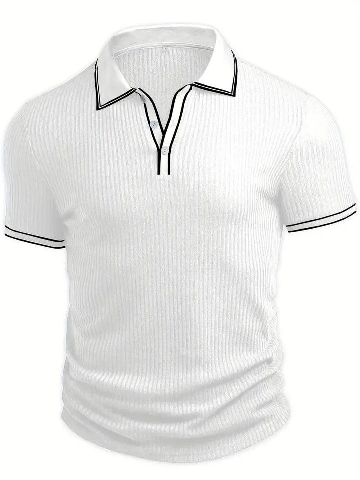 Frederik | Herren Stilfuld Ribbet Poloshirt med Kontrastdetaljer | Til Sommer & Elegance