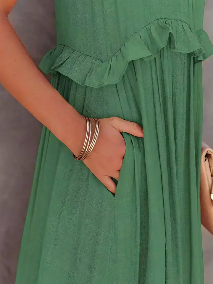 Emilia - Halterneck Ruffle Maxi Kjole