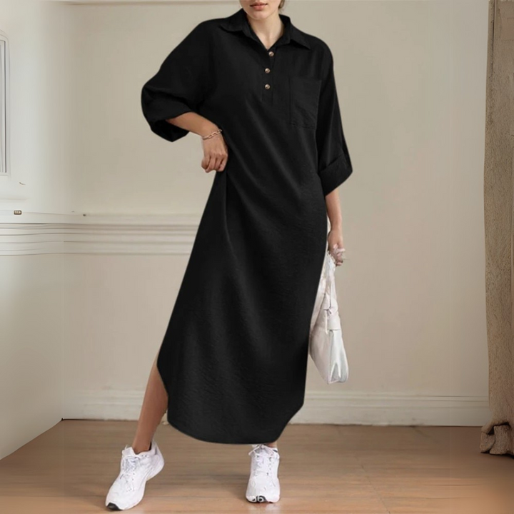 Nova | Kvinde Elegant Skjortekjole | Tidløs Komfort