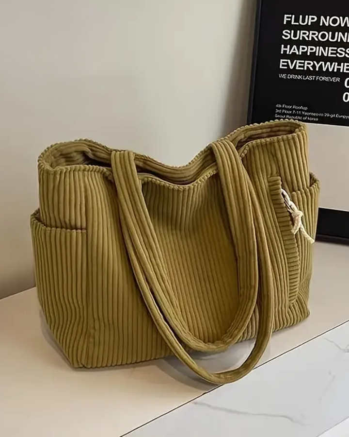 Alva | Tilbehør Moderne Rillet Snøre Tote Bag | Til Hverdag og Stil