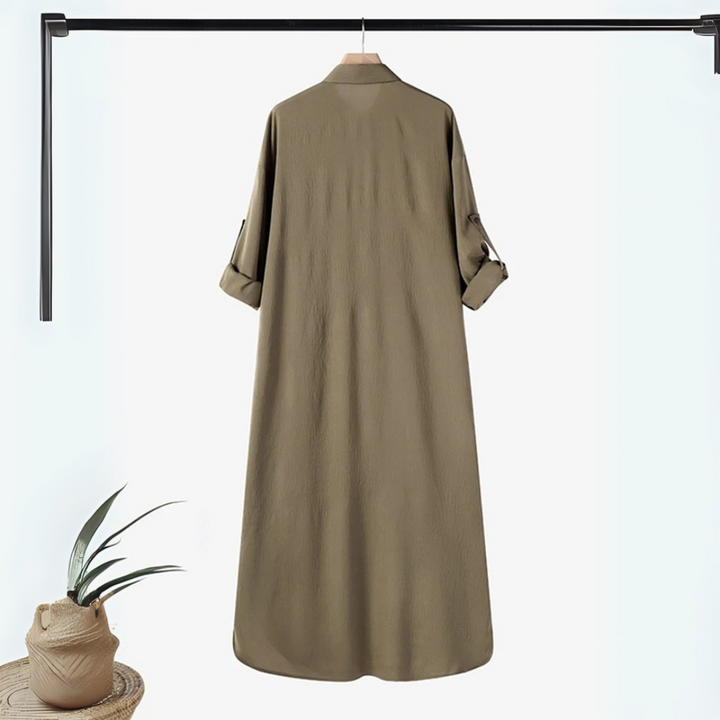Nova | Kvinde Elegant Skjortekjole | Tidløs Komfort