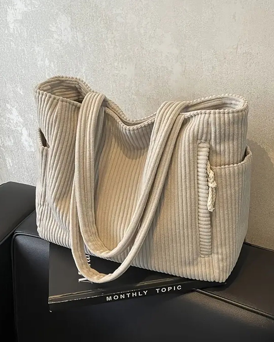Alva | Tilbehør Moderne Rillet Snøre Tote Bag | Til Hverdag og Stil