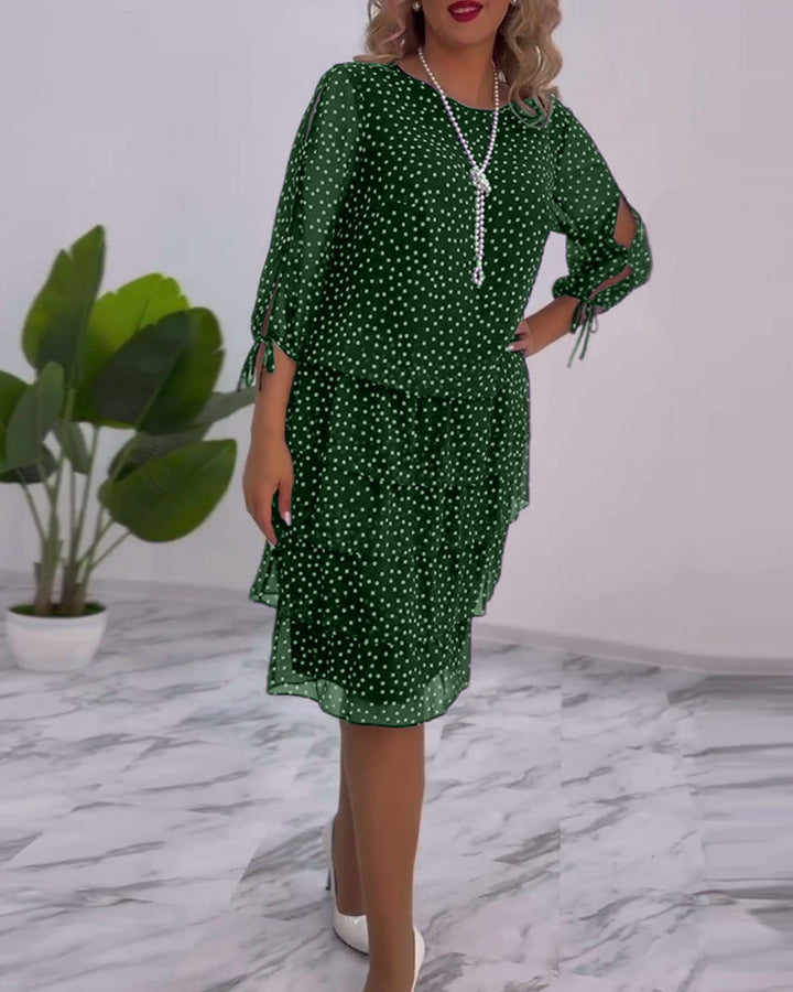 Julie | Dame Elegante Prikkede Kjole | Komfortabel