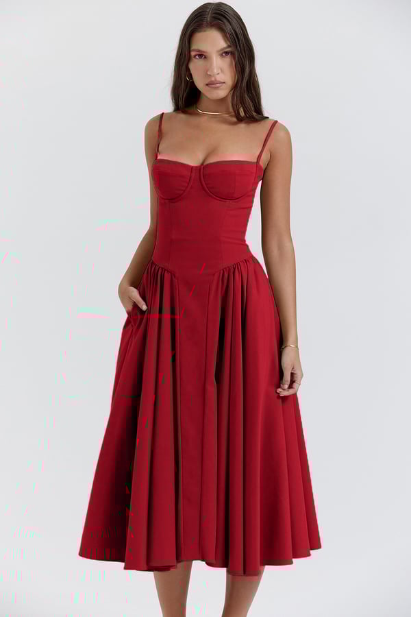 Sophie | Damen Korsetdesign Midikjole | For Elegance & Selvsikkerhed