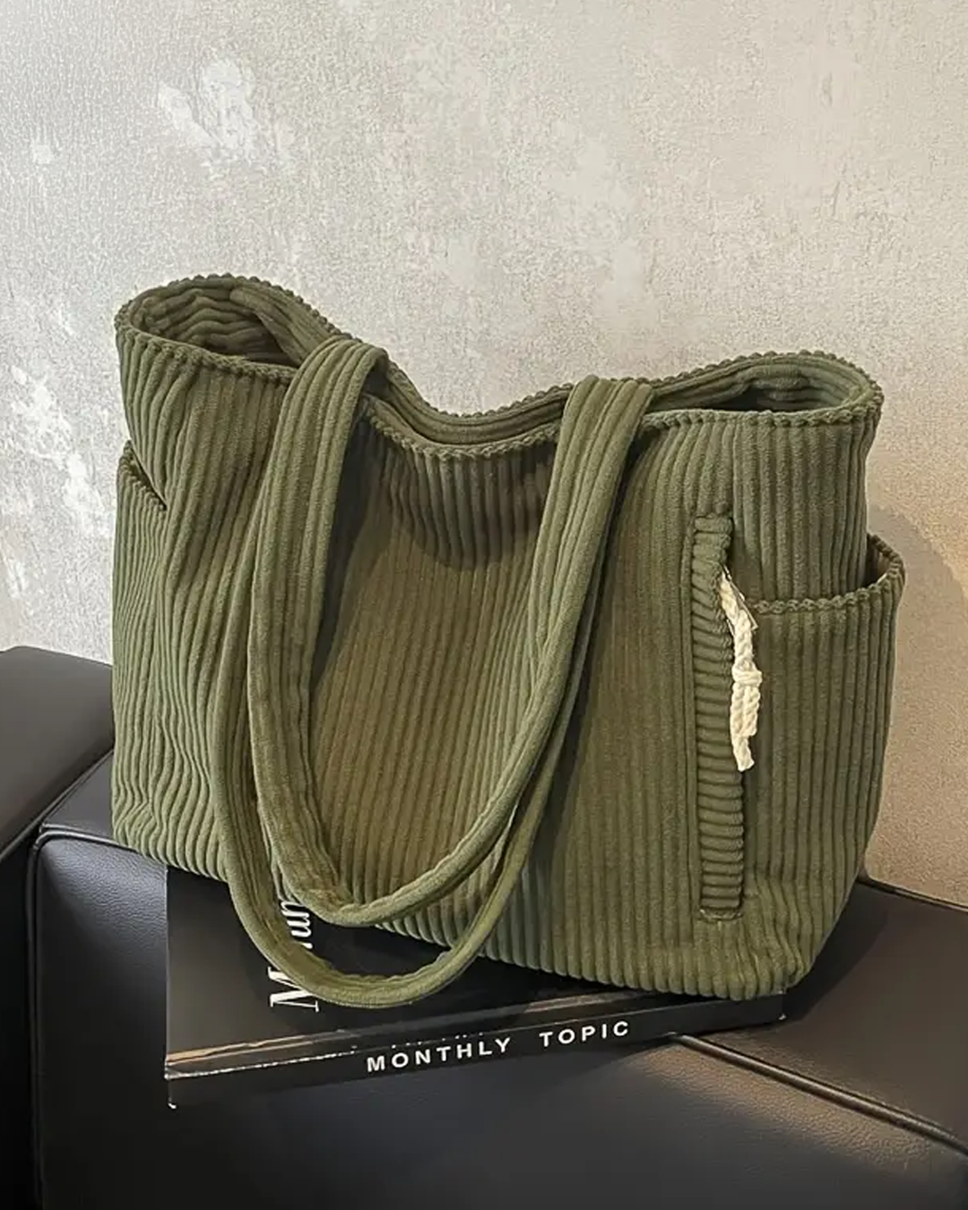 Alva | Tilbehør Moderne Rillet Snøre Tote Bag | Til Hverdag og Stil