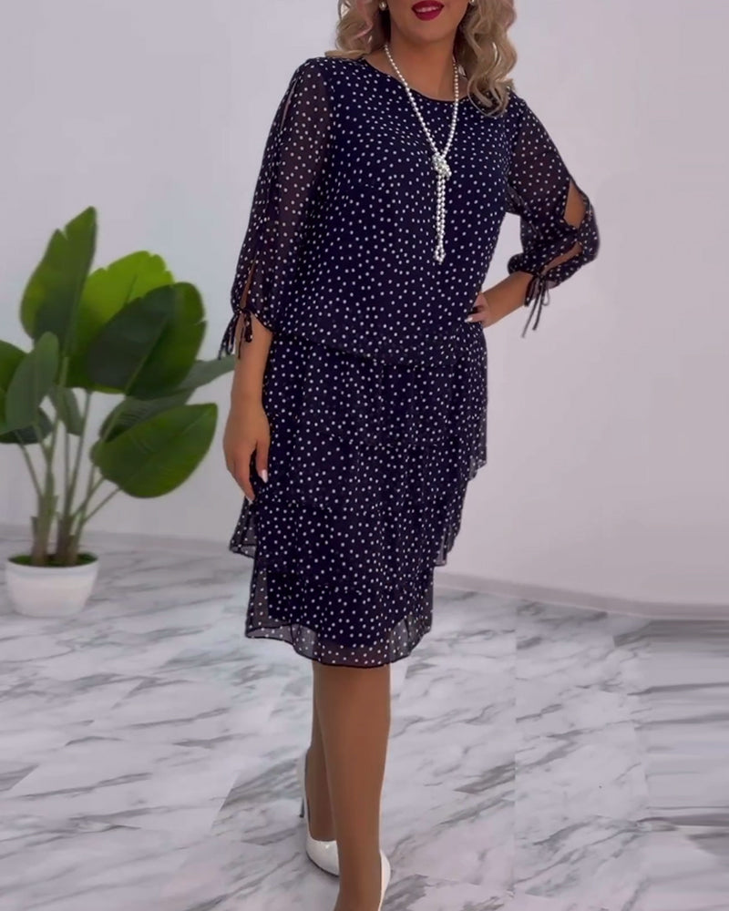 Julie | Dame Elegante Prikkede Kjole | Komfortabel
