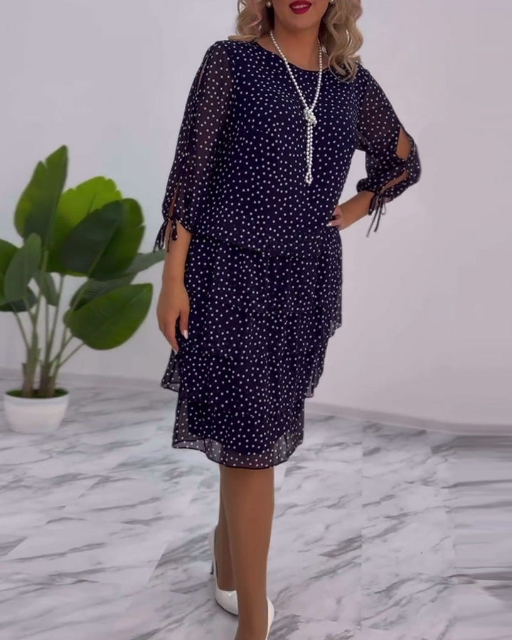 Julie | Dame Elegante Prikkede Kjole | Komfortabel