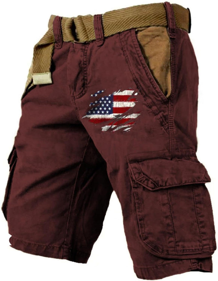 Brenvik | Herren Mønstret Løstsiddende Multifunktionelle Cargo Shorts | Til Udendørs Sommerstil