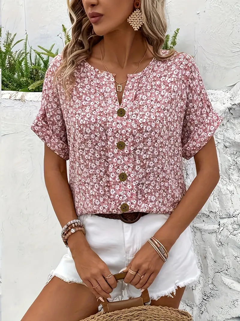 Mathilde | Damen Blomstrende Let Sommerbluse | Til Stil & Komfort