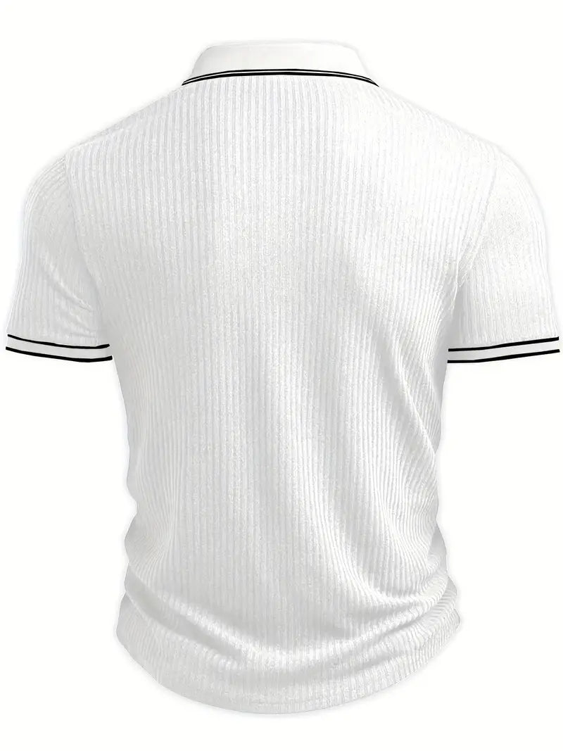 Frederik | Herren Stilfuld Ribbet Poloshirt med Kontrastdetaljer | Til Sommer & Elegance
