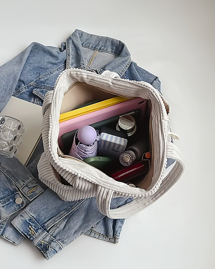 Alva | Tilbehør Moderne Rillet Snøre Tote Bag | Til Hverdag og Stil