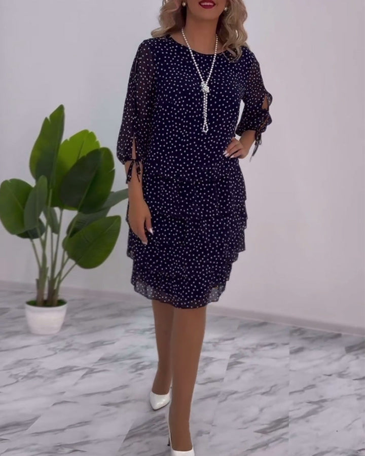 Julie | Dame Elegante Prikkede Kjole | Komfortabel