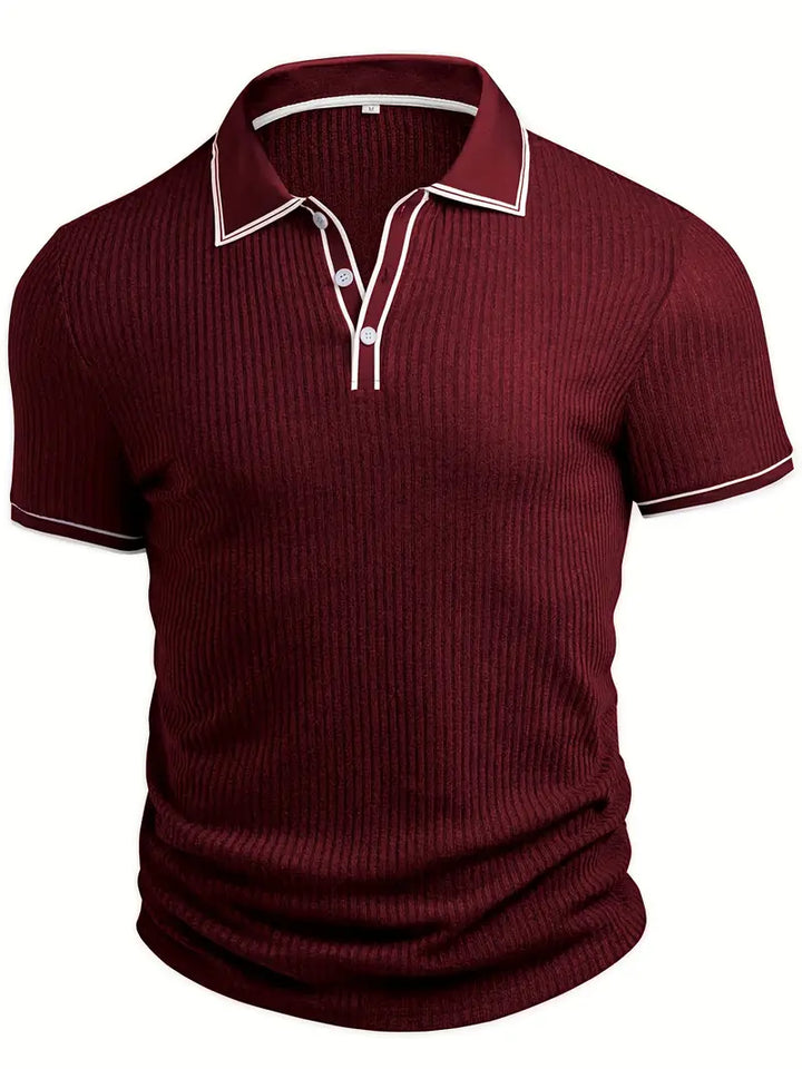 Frederik | Herren Stilfuld Ribbet Poloshirt med Kontrastdetaljer | Til Sommer & Elegance