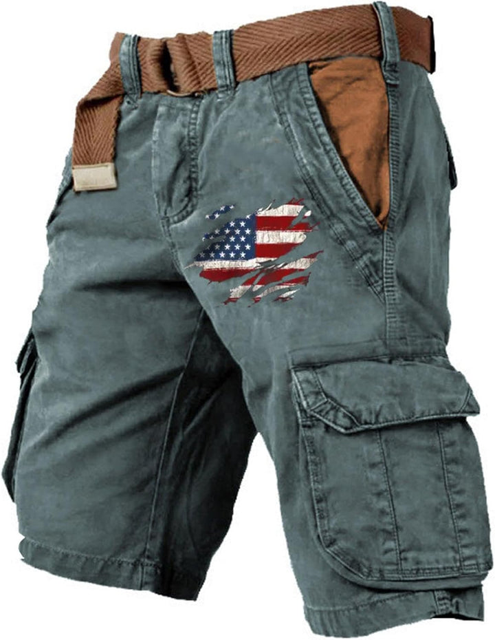Brenvik | Herren Mønstret Løstsiddende Multifunktionelle Cargo Shorts | Til Udendørs Sommerstil