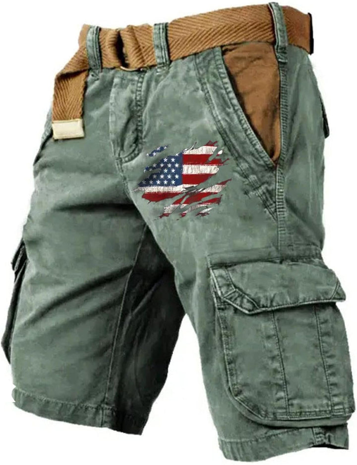 Brenvik | Herren Mønstret Løstsiddende Multifunktionelle Cargo Shorts | Til Udendørs Sommerstil