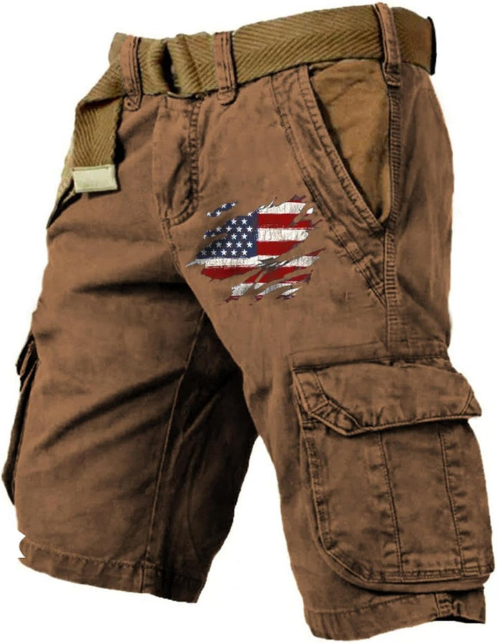 Brenvik | Herren Mønstret Løstsiddende Multifunktionelle Cargo Shorts | Til Udendørs Sommerstil