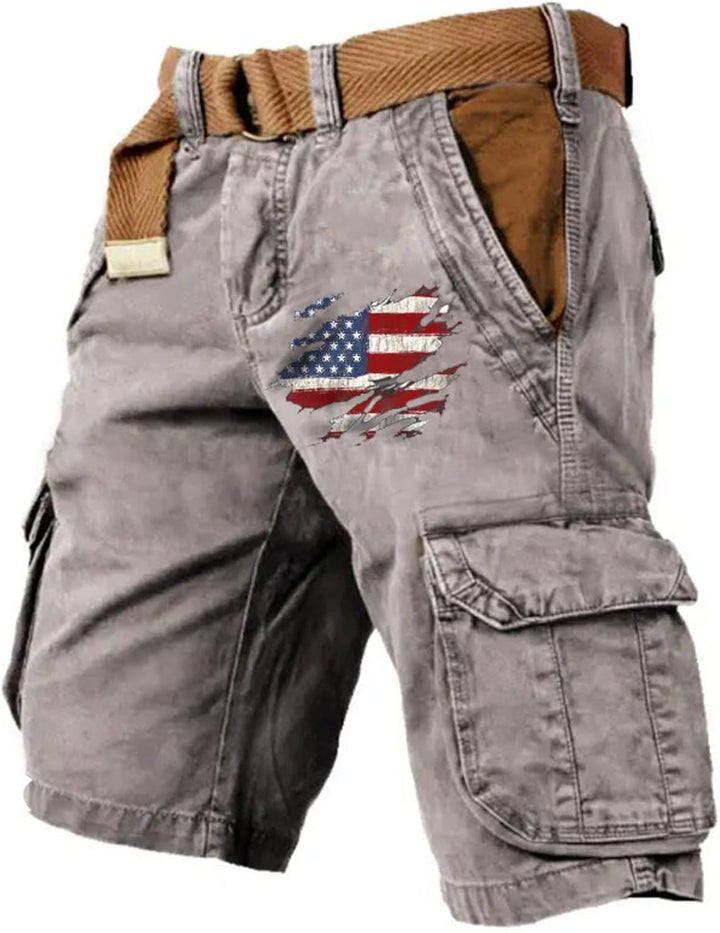 Brenvik | Herren Mønstret Løstsiddende Multifunktionelle Cargo Shorts | Til Udendørs Sommerstil