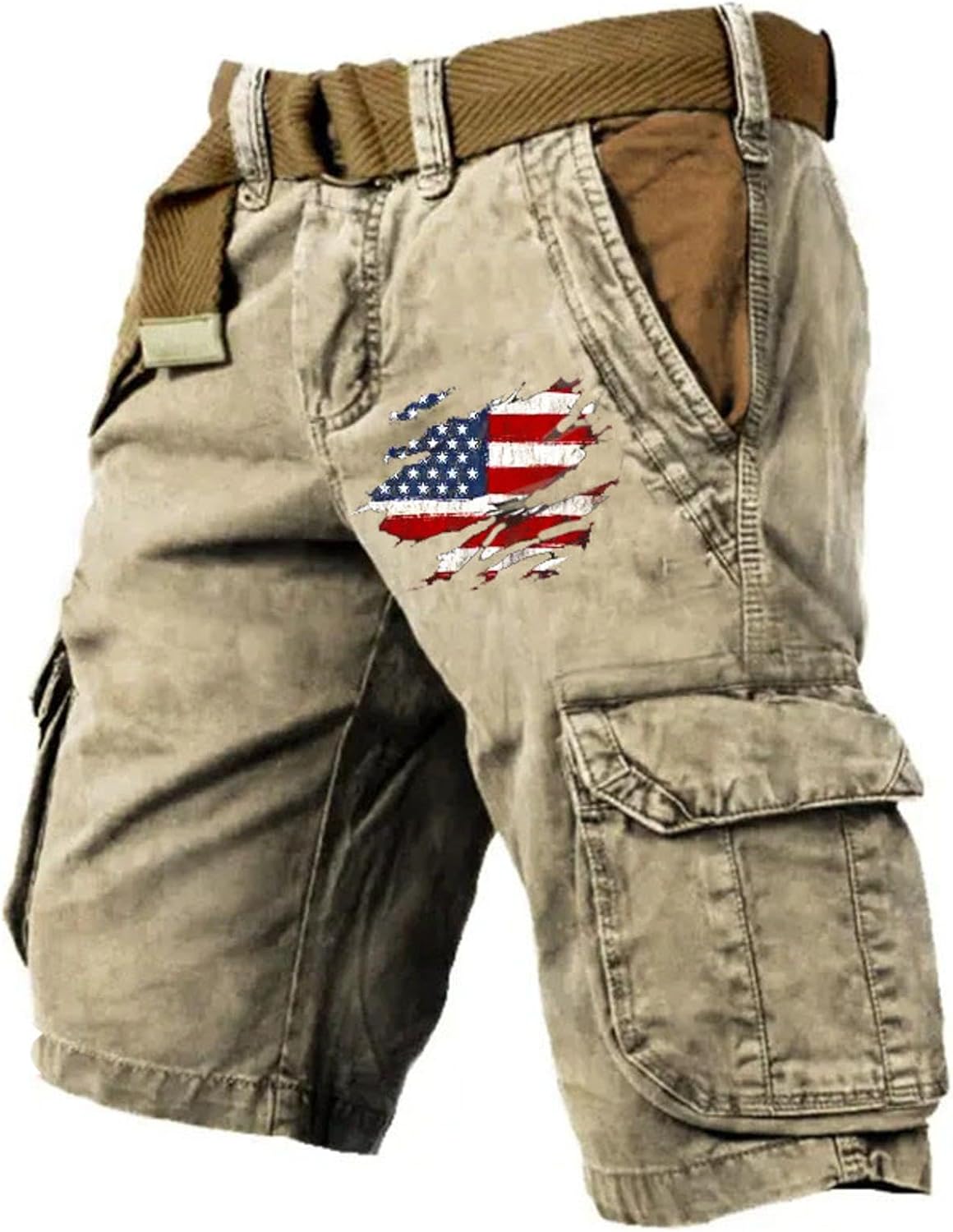 Brenvik | Herren Mønstret Løstsiddende Multifunktionelle Cargo Shorts | Til Udendørs Sommerstil