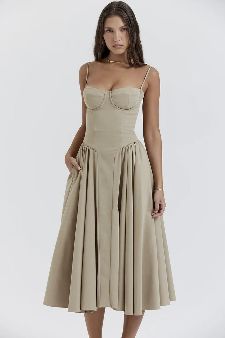 Sophie | Damen Korsetdesign Midikjole | For Elegance & Selvsikkerhed