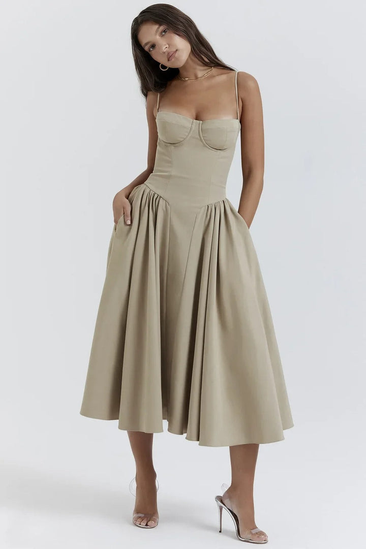 Sophie | Damen Korsetdesign Midikjole | For Elegance & Selvsikkerhed