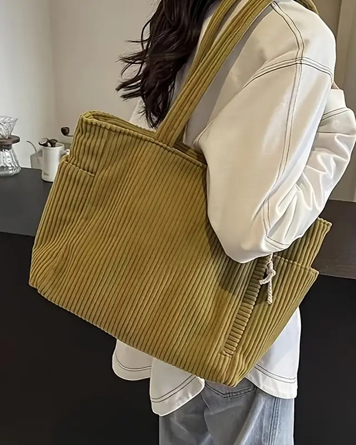 Alva | Tilbehør Moderne Rillet Snøre Tote Bag | Til Hverdag og Stil