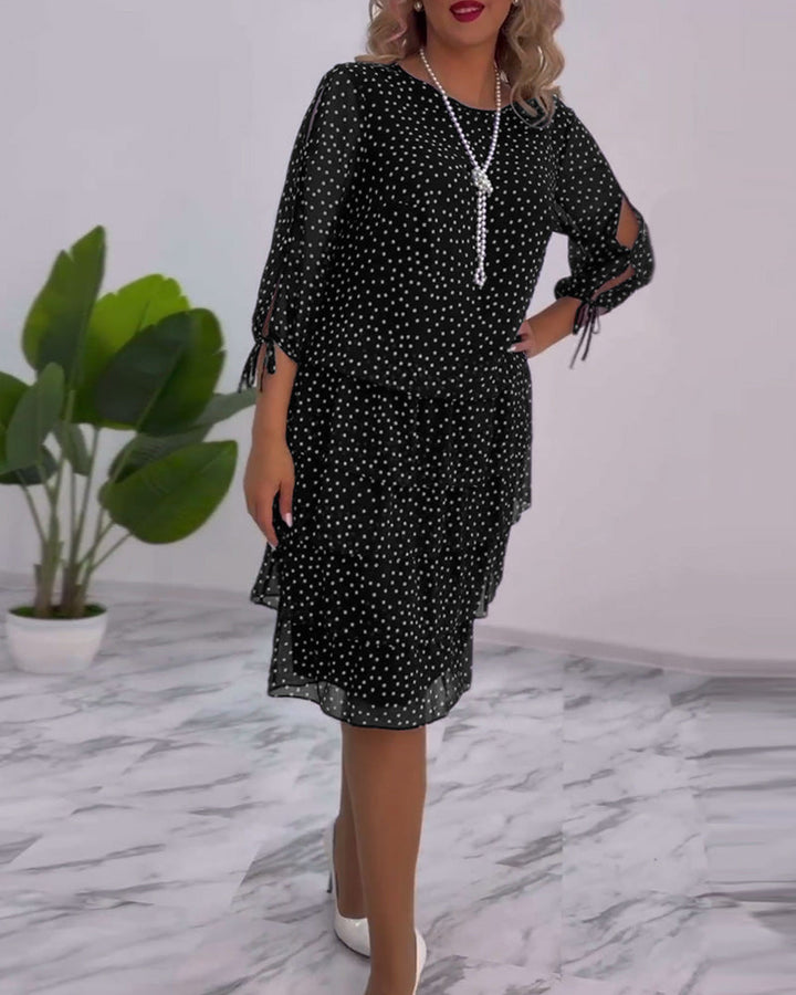 Julie | Dame Elegante Prikkede Kjole | Komfortabel