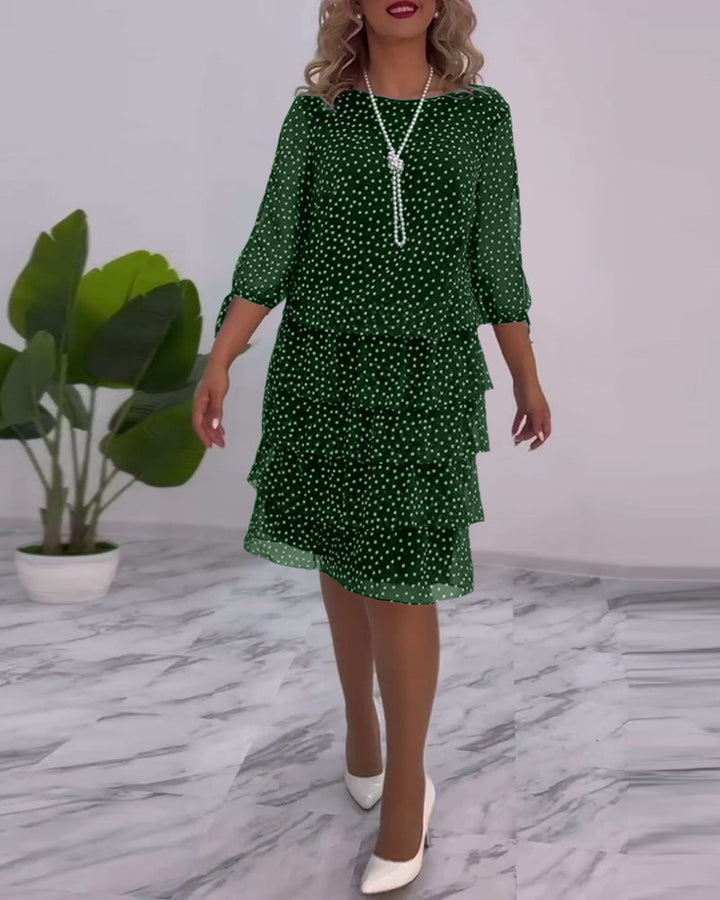 Julie | Dame Elegante Prikkede Kjole | Komfortabel