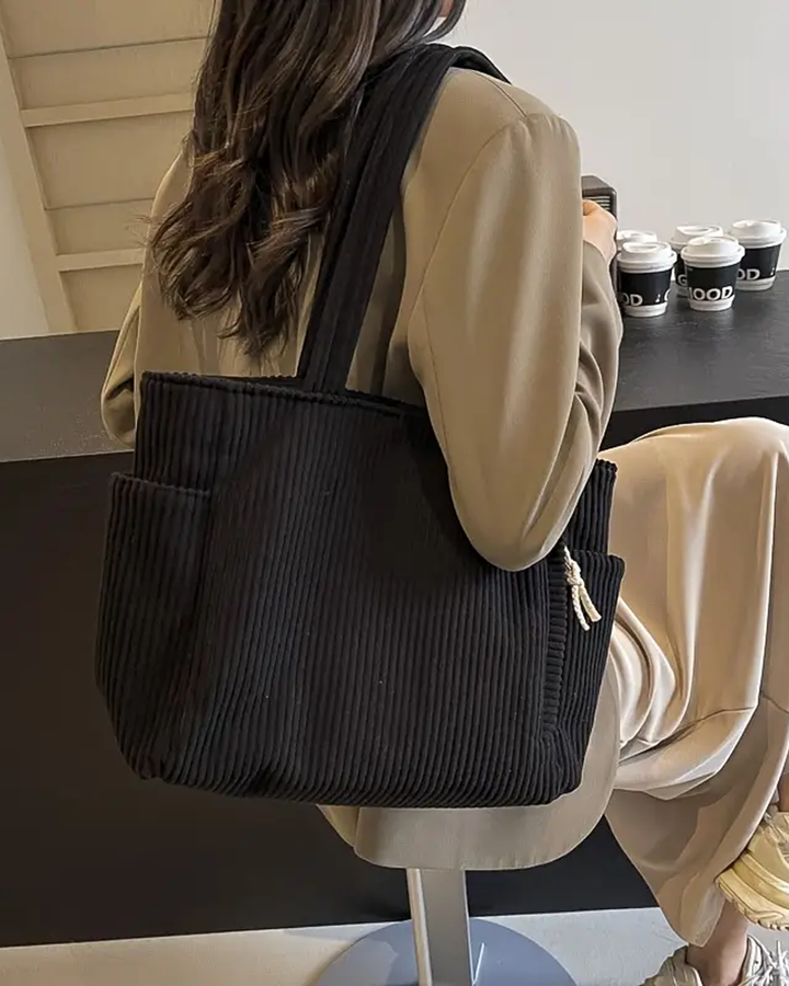 Alva | Tilbehør Moderne Rillet Snøre Tote Bag | Til Hverdag og Stil