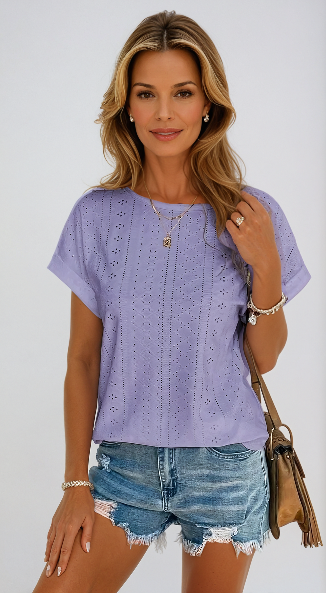 Riza - Afslappet Eyelet Top