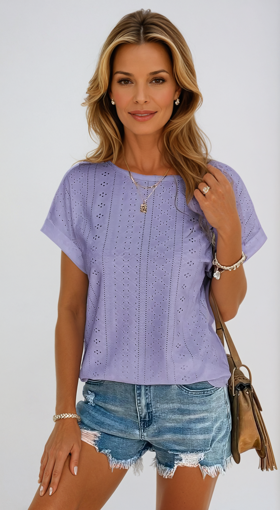 Riza - Afslappet Eyelet Top
