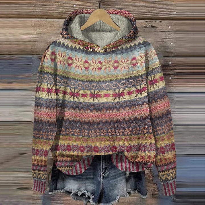 Zenia | Dame Retro Farverig Hoodie | Til Komfort & Stil