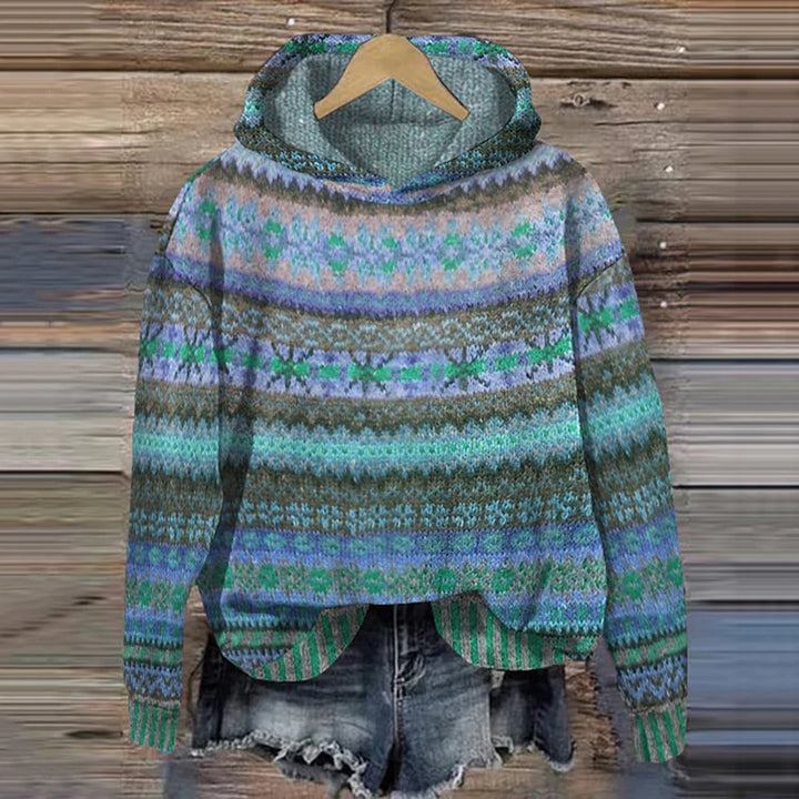 Zenia | Dame Retro Farverig Hoodie | Til Komfort & Stil