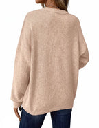 Alma dame striktrøje med rund hals – afslappet pasform og lange ærmer