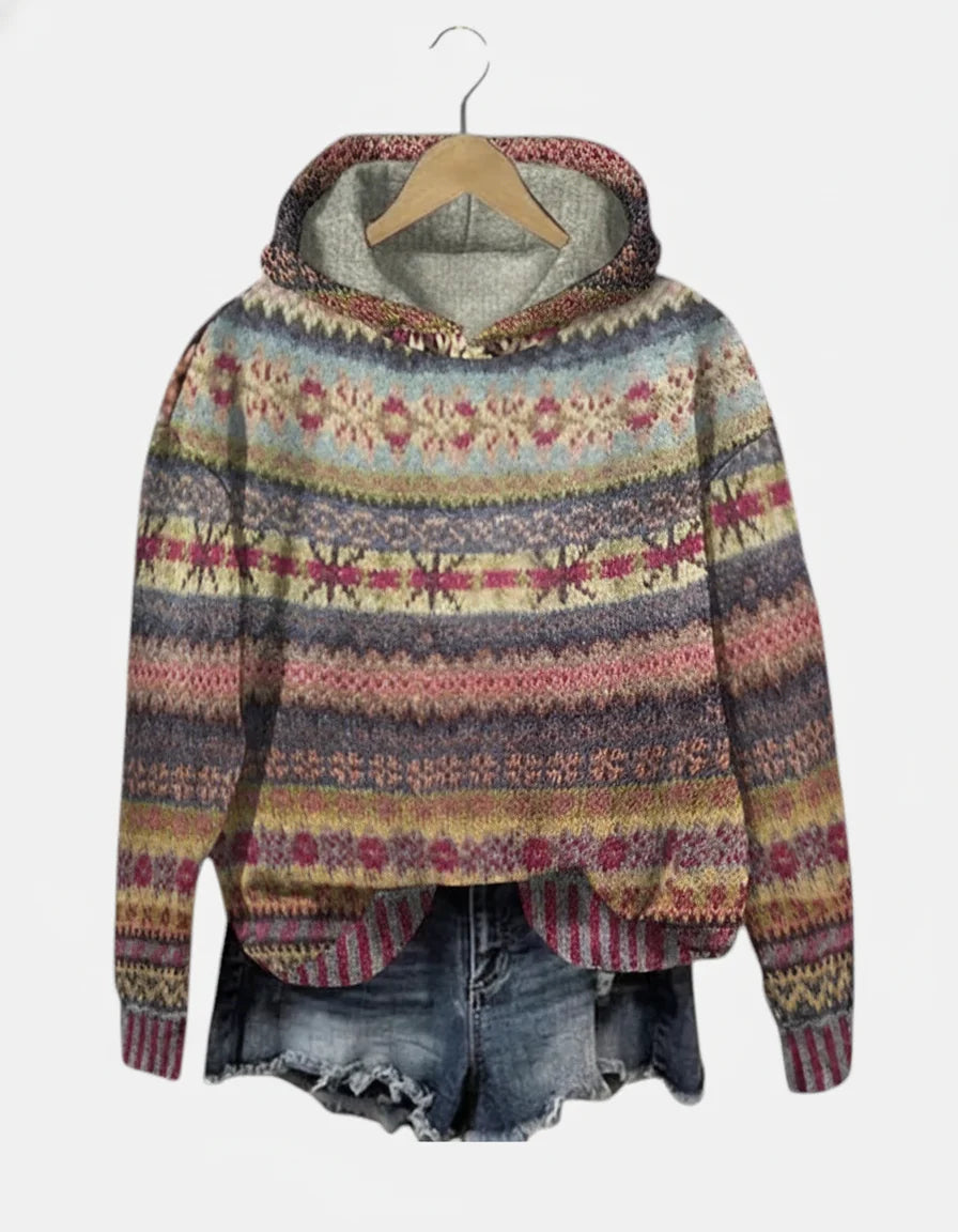 Maja dame hættetrøje i strik – lange ærmer, normal pasform