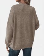 Alma dame striktrøje med rund hals – afslappet pasform og lange ærmer