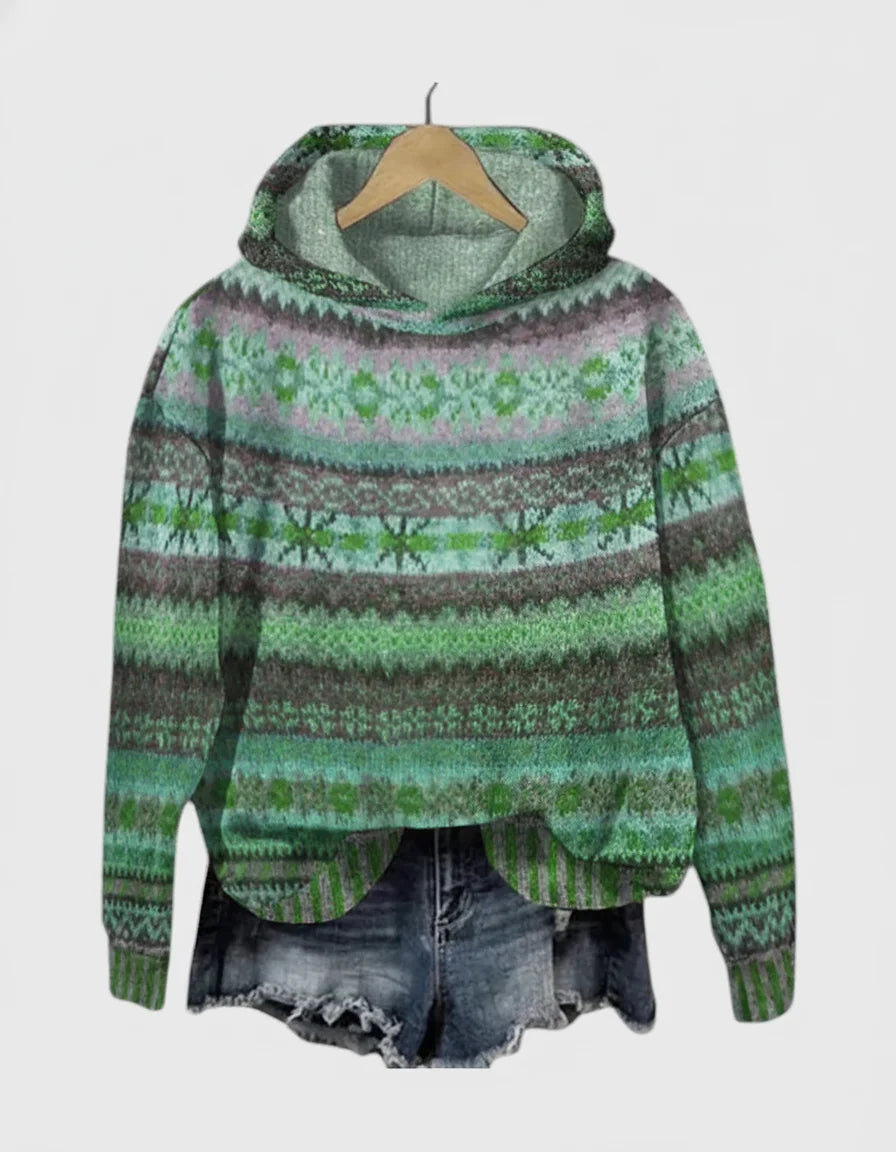 Maja dame hættetrøje i strik – lange ærmer, normal pasform