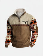 Mikkel herre halv-zip trøje med fleecefor – normal pasform, kængurulomme