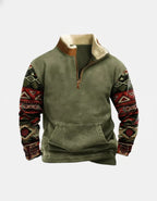 Mikkel herre halv-zip trøje med fleecefor – normal pasform, kængurulomme