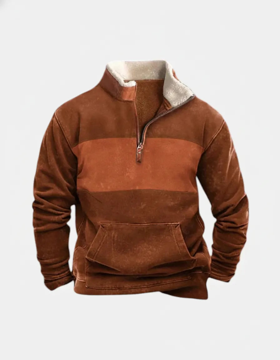 Mikkel herre halv-zip trøje med fleecefor – normal pasform, kængurulomme