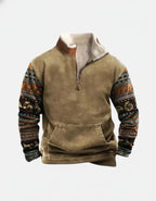 Mikkel herre halv-zip trøje med fleecefor – normal pasform, kængurulomme