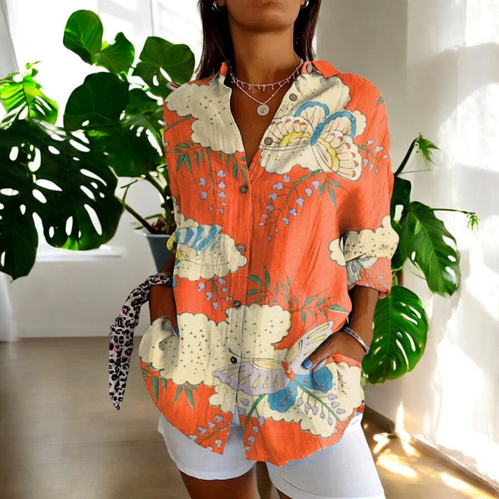 Ragna | Damen Vintage Blomstret Vardagsbluse | Til Hverdagsglæde & Let Elegance