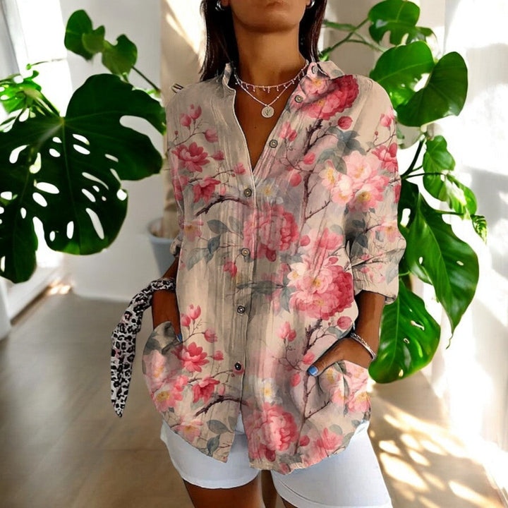 Ragna | Damen Vintage Blomstret Vardagsbluse | Til Hverdagsglæde & Let Elegance